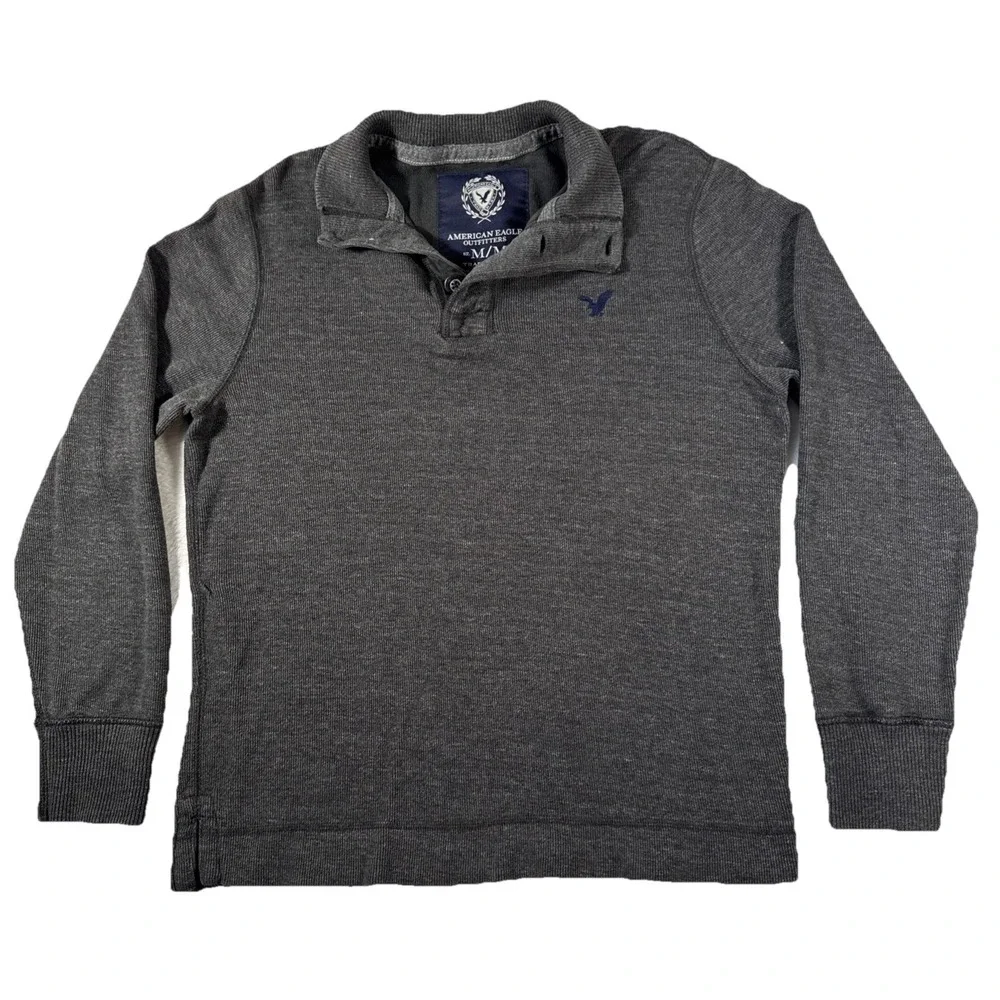 American Eagle Mens Waffle Knit Thermal Henley Shirt Size Medium Casual Outdoors